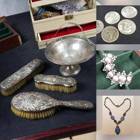 MaxSold Auction: This online auction features collectible coins, jewelry such as vintage sterling silver rings, 14k earrings, vintage opal ring, 14k pins, diamond pendants, pearl earrings, brooches, jade pendants and much more!