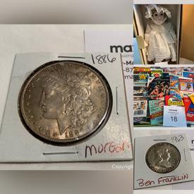 MaxSold Auction: This online auction features Morgan Dollar, Toys, Vintage Pins, Comics, Kids Toys, Christmas, Glassware, Clothing and Shoes, Sterling Jewelry, Sports Memorabilia, Barbie Collection, PEZ, Books, Hot Wheels, Stamps, NERF, Trading Cards and much more.