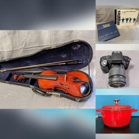 MaxSold Auction: This online auction features 1968 Suzuki Violin, Vintage LPs, Stereo Components, Rock Band T-shirts, Wizard Of Oz Vintage Books, MCM Lighting Vintage Pyrex, Le Creuset Kettle, Cameras & Accessories, Video Games and much more!