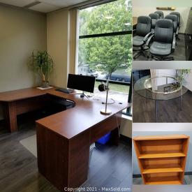 MaxSold Auction: This online auction features Office Work Stations, Office Chairs, Glass table, Conference table, Small bookcase, Office divider, and much more!!