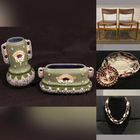 MaxSold Auction: This online auction features Jugendstil Majolica Vase, Cloisonné Vases, Roseville Jardiniere, Jugtown Pottery Antique Engraving, Signed Lithographs, Cast Iron Bank, Sebastian Figurines, Art Glass, MCM Lighting, MCM Jadeite, Carnival Glass, Carved Wooden Tribal Wall Mask, Jade Bangles, Snow Tires, Folk Art and much more!