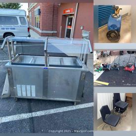 MaxSold Auction: This online auction features Sports Equipment, Toys, Small Kitchen Appliances, CDs, Power Tools, Hardware, Lawnmowers, Snowblower, Electric Stove, Industrial Tire Spreader, Office Trash Compactor, Stacking Plastic Chairs, Automatic Floor Cleaner, Cold Food Server and much more!