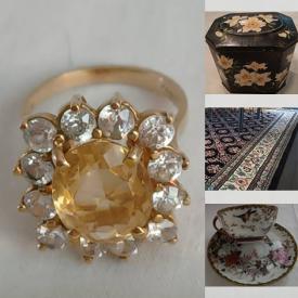 MaxSold Auction: This online auction features Gold Jewelry, Persian Rugs, Outdoor furniture, Clothing, Coins, mirror, MCM Pottery, New Apple TV Box, Electronics, Antique Furniture, Luggage Electronics, Limoges, Kitchenware, Pyrex, Blankets and much more.