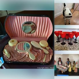 MaxSold Auction: This online auction features furniture such as a futon couch, Philippe Starck chairs, shelving units, Ikea cabinet and more, jewelry, books, assorted frames, Honeywell fans, linens, Lionel trains, table decor, Christmas decor, kitchenware, decorative tribal masks, Made in Mexico statues, clay figurines, folk art and much more!
