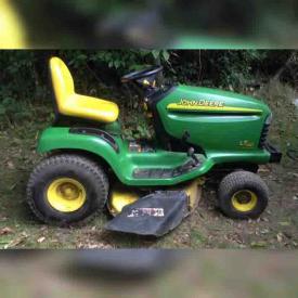 MaxSold Auction: This online auction features John Deere LT 160 Lawn Tractor, Reebok Hockey Shoulder Pads, Bonded Leather Chair, Cabinets, Collection of Ridgway China, Treadmill, Kenmore stove, Table Lamps and much more!