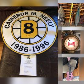 MaxSold Auction: This online auction features Horchow Espresso Cups, Andrew Wyeth Print, Decorative Plates, Red Sox Memorabilia, Cam Neely Autographed Banner, Crocks, Breweriana, Vintage Tools, Comics, Coin Collection Banks, Cookie jars, Antique Writing Desk, Antique Bottles, Coca-cola Collection, Guitars and much more!