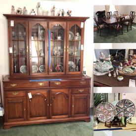 MaxSold Auction: This online auction features furniture such as dressers, safety storage cabinet, Stickley table, unfinished settee and parlor set, electric recliner, tables, chairs, Henredon sofa, Eastlake sofa, oval table, dropleaf table, chairs, benches, plastic chairs, wire shelving, vintage cabinet, highboy, secretary and more, wall decor, books, silverplate, household appliances, figurines, collectible tins, Hummel, glassware, Lladro, tabletop grill, plates, hardware, tools, ladder, air compressor, Haviland china and much more!