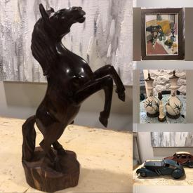 MaxSold Auction: This auction features Vintage Wood Carving, Legos, Electronic, Paintings, Water Colour, Vintage Pathfinder Newspaper, Art, Retro Speaker, Crystals, Juice Press, Decor, Vintage Mannequin and much more!