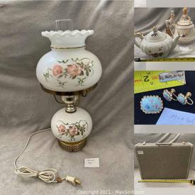 MaxSold Auction: This online auction features furniture such as occasional chairs and tables, decor such as musical teapots, oil lamps, table lamps, and framed art, crystalware such as pitcher, ice bucket, and vase, photography equipment such as Bell and Howell projector, pewter such as figurines, jewelry such as earrings, necklaces, and bracelets and much more!