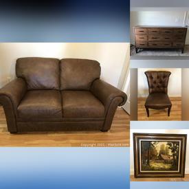 MaxSold Auction: This online auction features Sofa, Side Chairs, Side Tables, Dining Table & Chairs, Media Console, Executive Desk, Monitors, Meditation Collection and much more!