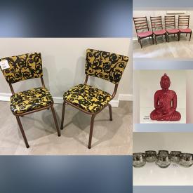 MaxSold Auction: This online auction features furniture such as retro kitchen chairs, MCM chairs and more, jewelry, DVDs, Canon scanner, candleholders, decor, vases, vintage MCM glassware such as roly-poly glasses, wooden baskets, outdoor lights, ceramic Buddha, jewelry, CDs, electronics, National Geographic magazines and much more!