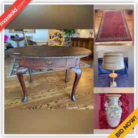 MaxSold Auction: This online auction features Drexel Heritage French Countryside Furniture, Area Rugs, Wall Tapestry, TV, Stereo Components, Executive Partner Deck, Table Lamps, Neo Arts & Crafts Furniture and much more!