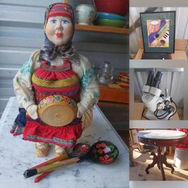 MaxSold Auction: This online auction features Victorian Style Furniture, Roseville Pottery, Teacups, Art Pottery, Crock, Antique Kerosene Lamp, Harmonica, Greek Russian doll, Microscope, Porcelain Teapot and much more!