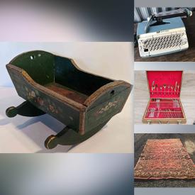 MaxSold Auction: This online auction features Stained Glass Chandelier, Oriental Rug, Antique Tools, Tapestries, Antique Doll Cradles, Sports Cards, Stereo Components, Vintage Radios, CDs, Golf Clubs, Vintage Farm Yokes and much more!