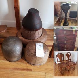 MaxSold Auction: This online auction features furniture such as wood chairs, wood cabinet, vintage Stanley Furniture chest of drawers, nightstand, rattan side table and more. Frames, fabric, wall art, assorted books, glassware, chandelier, head blocks, entry table, lamps and much more!