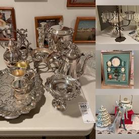 MaxSold Auction: This online auction features crystal stemware, Mikasa, Lenox, Lladro, framed wall art, silver plate, linens, home decor and much more!