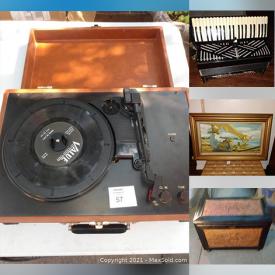 MaxSold Auction: This online auction features Accordion, Guitar, Vintage Tools, Hand Tools, Costume Jewelry, Watches, Small Kitchen Appliances, GAST Airbrush Set, Vintage Board Games, Tin Lunch Boxes, Video Games and much more!