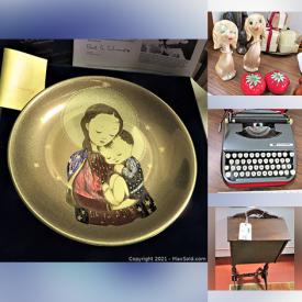 MaxSold Auction: This online auction features Vintage Fire King & Pyrex Ovenware, GOEBEL HUMMEL Plates, early 1900's ARCH ARENA Checker Board, Vintage Wood Furniture, 3-in-One Step Wood Iron Board, 3-Step Ladders, Typewriter, Vinyl LP Records, American Flag, Children's Book Lots. Red Hat Society, BUGATTI Leather Purses, Display Racks, Games, Mannequin, Holiday Collectibles, China Dishes, Hand Saws, Tool Box & Hardware Lots, Storage Kitchen & Home Lots and much more!
