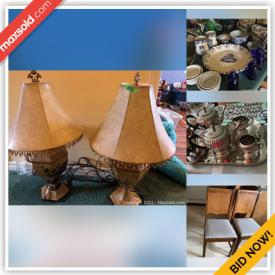MaxSold Auction: This auction features Sterling Silver, Electronics, Furniture, Artwork, Kitchenware, Handbags, Clothing, Shoes, Signs, Sound System, CD's, Media, Thomas Kinkade, Kitchen Appliances, Jewelry, Disney, Patio Set, DEPT 56 and tons more.