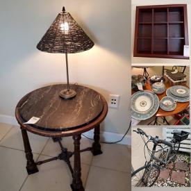 MaxSold Auction: This online auction features crystal ware, silver plate, Mikasa, Wedgwood, Betty Boop collectibles, display cases, glassware, café table with chairs, home decor, lamps, books, pottery, area rugs, candles, stationery, baskets, vintage dolls, men’s bicycle and much more!