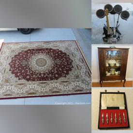 MaxSold Auction: This online auction features furniture such as rugs, serving ware such as corn cob skewers, glass gravy separators, Royal Worcester casserole dishes, Breville juice fountain and other small kitchen appliances, Portmeirion platters, Tiffin goblets, advertising beer openers, needlepoint, vintage costume jewelry, sleeping bag, die-cast cars, woven wall basket, linens, picture frames, display cases, baskets, coin collection, office supplies, accessories, toys, Rubbermaid storage bins, cord wraps, electronic hearing aid, Vivo standing desk converter and much more!