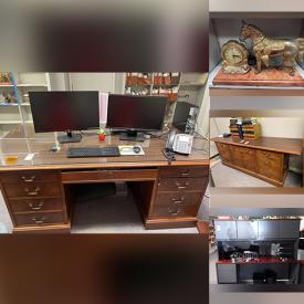 MaxSold Auction: This online auction features furniture such as Credenza, Miller office desks and chairs, Romweber rolling cart, appliances such as Keurig coffee mug, microwave, office supplies, printer, wall decors and much more!