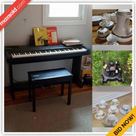 MaxSold Auction: This online auction features Men's & Women's Clothing, Small Kitchen Appliances, Barware, Coffee Sets, Teacups & Saucers, Collector Plates, Area Rugs, Art Pottery, Decanters, Digital Piano, LPs, CDs, Miniature Steins, Dresden Figurine, Queen Adjustable Bed, Mink Stole, Fox Jacket, Office Supplies, Heaters, Hand Tools, Patio Furniture, Garden Tools, Lawn Mower and much more!