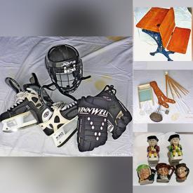 MaxSold Auction: This online auction features Hockey Equipment, Downhill Skis, Tomato Tea set, Office Supplies, Antique Wooden Spools, Small Kitchen Appliances, Antique Washing Items, Irish Wade Porcelain, Art Nouveau Items, Miniature Toby Jugs and much more!