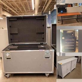 MaxSold Auction: This online auction features desk mount Sharp TVs, portable hydraulic TV stands, Samsung TV, storage cabinets, hydraulic sit-to-stand desks, conference table, ATA shipping cases, desk, electronic components, trash cans, side tables, portable TV mount, office chairs, portable pallet/table and much more!