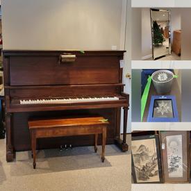 MaxSold Auction: This online auction features furniture such as a recliner, desk, MCM tables, bookshelves and more, jewelry, shoes, Schwinn bike, skis, linens, CDs, VHS, office equipment, wood-framed glass door, prints, electronics, Mason & Risch piano and much more!