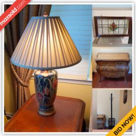 MaxSold Auction: This online auction features Outerwear, Designer Sofa, Oriental Porcelain Table Lamps, Art Glass, Wood Faux Fireplace, Seashell Decor, Lenox Collectibles, Leaded Stained Glass, Oriental Rug, Hummel, Royal Doulton, Miniatures, Computers, and Much, Much, More!!