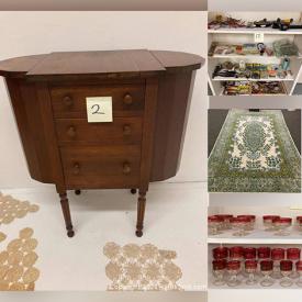 MaxSold Auction: This online auction features fine china, Wedgwood, Limoges, Spode, Royal Doulton, antique sewing table, signed paintings, area rugs, lamps, stemware, fishing accessories, pottery, vintage toys, costume jewelry, Christmas decor and much more!