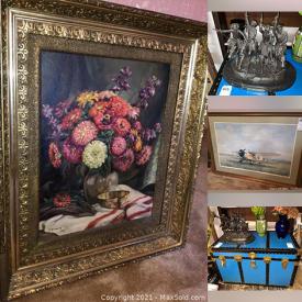 MaxSold Auction: This online auction features furniture items such as Vintage ethnic dolls, wine and cordial glasses, a glass bear cravings, coffee service with trays, Wedgewood mugs, Brass wall hooks, bowls, cooper cookware, Christmas decorations, household items and much more!