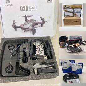 MaxSold Auction: This online auction features jewelry, electronics, collectibles, drone, clothing, games, home improvements, curtains, lawn care, various cables, bags and backpack, faucet, Beauty spa,travel bottles, bow ties, toys, camping lot, helmet, cleaning tools, tools and much more!