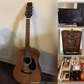 MaxSold Auction: This online auction includes 50” Samsung TV, furniture such as sideboard, wooden chairs, stereo cabinet, faux leather couch, and wooden dresser, suitcases, small kitchen appliances, Pioneer receiver, glassware, acoustic guitar, PlayStation 3, wall art, vinyl records, and more!