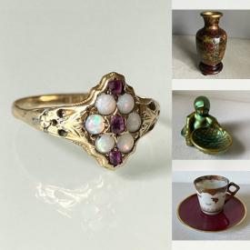 MaxSold Auction: This online auction features a handpainted Zsolnay figure, silver Wallace Stradivari cutlery, coins, wall art, opal jewelry, gold jewelry, Birks box, brooch, Herend side dishes, Japanese foilwork enameled vase, David Anderson demitasse spoons, antique Rosewood carvings, silver souvenir spoons, watches, linens, royal mint stamps, vintage slides, Nordeutscher Lloyd Bremen demitasse cup, Liberty of London silk scarves and much more!