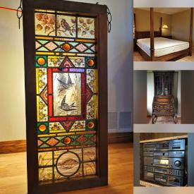 MaxSold Auction: This online auction features Antique Furniture such as Fold-out Desks, Side Table, Bookcases, sideboard, Wall Clocks and Telescope, Bar Fridge, Sideboard with Built-in Fireplace, Stereo System, Leaded Stained Glass, and much more!!