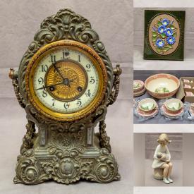MaxSold Auction: This online auction features Antique Mantle Clock, MCM RAKU Vase, SWAROVSKI Crystal Figurine, Art Glass, Fiesta Ware, MCM FIGGJO FLINT Dishware, Vintage Carved Stone Sculptures, Porcelain Figurines, Chinese Baoding Stress Balls, Trinket Boxes, Chinese Silver Coins, Asian Silver Dragon Pipes, Jade Jewelry and much more!