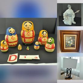 MaxSold Auction: This online auction features wall art, Gmundner Keramik figurine, Barbra Streisand CDs, Wedgwood, lamps, mirror, vases, candleholders, ceramic bowl and another decor, Lena Lui plates, chafing dish, serving dish, oriental figures, games, pool cue, furniture such as night tables, accent table, hutch Pecan sofa and chair, bookcase and much more!