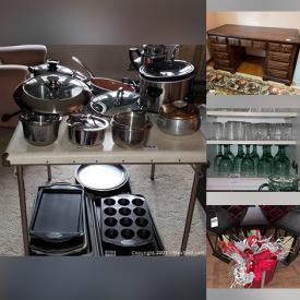 MaxSold Auction: This online auction features Adderley, Capodimonte, Coalport, crystal ware, silver plate, Woodcraft collectibles, furniture such as china cabinet, wall units, wooden dresser, wood desk, and file cabinets, Corningware, glassware, kitchenware, small kitchen appliances, CDs, home decor, wood carvings, lamps, wall art, office supplies, Christmas decor, golf clubs, vintage records, luggage, model planes and much more!