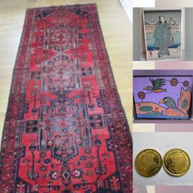 MaxSold Auction: This online auction features Picasso large size vintage lithograph, two antique Chinese metal box, semi-antique dictograph from the old Toronto, Vintage all wool, hand-knotted, Antique central African dagger and leather, Bc green jade ring, 14k red Ruby and diamond ring and much more!