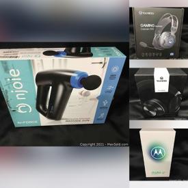 MaxSold Auction: This online auction features a Motorola G8, tablets, hair clippers, smart doorbell, laser toner and printer ink, power banks, lamps, candles, LED lights, handheld vacuum, massage tools, ring lights, active noise canceling headset, waist relaxing pillows, video game controllers and much more!