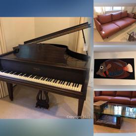 MaxSold Auction: This online auction features a George Steck baby grand piano, workbench, fireplace tools, lamps, weighted sterling, pewter tray, framed prints and wall art, Cambridge floor speakers, furniture such as MCM wood chairs, media cabinet, coffee table, Article MCM sofa and armchair, wood buffet, computer table, chest of drawers, bed frame, chairs, patio furniture and much more!