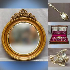 MaxSold Auction: This online auction features carved stone sculptures, Asian Cloissone enamel vase and plates, rare Noritake gold demitasse cups and saucers, Coalport and Aynsley, silver and sterling silver items, jade bangles, amber beaded necklaces, Waterford crystal and much more!