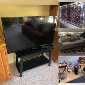 MaxSold Auction: This online auction features  Samsung 50” TV, Blu-ray player, furniture such as sofa tables, American Furniture Sofa, dining table with chairs, La-Z-Boy recliner, American Drew dressers and Ashley nightstands, lamps, wall art, home decor, dishware, shelving, small kitchen appliances, patio set, stained glass and much more!