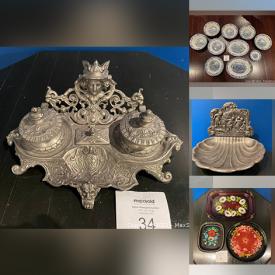 MaxSold Auction: This online auction features Vintage Tins, Italian & Clay Pottery, antique Hand-painted Glass Panel, Bavarian Handpainted Wood, Dog Costumes, Antique Inkwell, Vintage Pewter, Myotts Country Life Dishes, Vintage Transferware Dishes, Vintage Ironstone Dishes and much more!