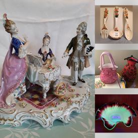 MaxSold Auction: This online auction features Art Glass, Barware, Coloured Glass, Decanter, Pierrot Clown Musical Dolls, Coca Cola Collectibles, Cookie Jar, Music Boxes, Games, Puzzles, Ginger Jars, Victorian Uranium Glass, Teacups & Saucers, Folk Art, Soapstone Figurine, Costume Jewelry and much more!