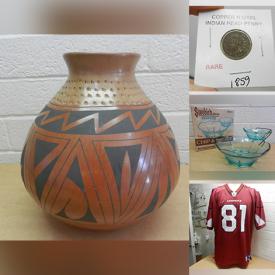 MaxSold Auction: This online auction features décor such as signed vase, Rex Valencia statue, glassware, and crystalware, sporting equipment such as an inflatable boat, collectibles such as vintage pins, Indian head pennies, sports cards, comics, buckles, stamps, and medallions, power tools such as Black & Decker and Ryobi, Halloween costumes and masks, and much more!