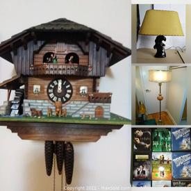 MaxSold Auction: This online auction features Vintage Home Decor such as Shell Night Light Lamps, Art Pottery, Milk Glass, 3 tier Lamp Shades, Toys, Souvenir Landmarks, Musical Cuckoo Clock, and Pop Culture Art such as Martini Accent Lamp, Fun Fur Lamps, Roy Lichtenstein Print, Fibre Lamp, Inflatable Cushions and much more!