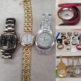 MaxSold Auction: This online commercial liquidation auction features wholesale bulk lots of men’s and women’s wrist & pocket watches, artisan-made novelty clocks, keychain timepieces, children’s watches including branded pop culture favorites & superhero and much more!